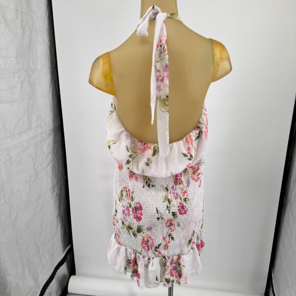 Guess Womens Floral Print Halter Dress size XL White & Pink - Picture 12 of 15